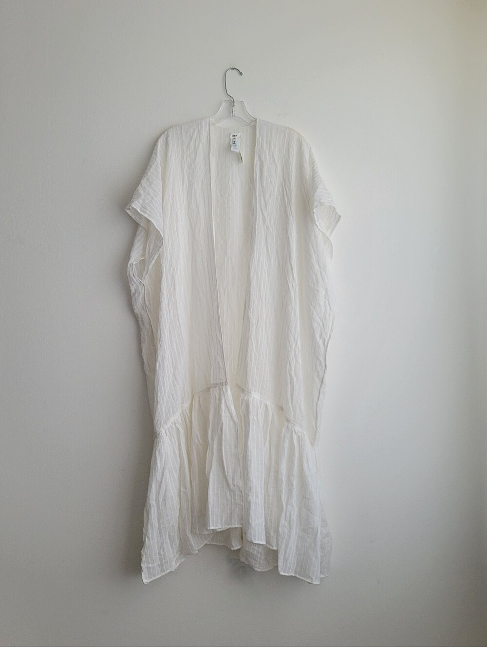 NWT Aerie White Flowing Tiered Open Front Maxi Cardigan Kimono